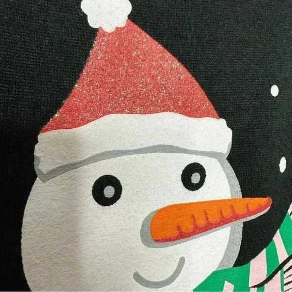 Happy Holidays! Christmas Snowman Sweatshirt Black Size Medium - Picture 5 of 16